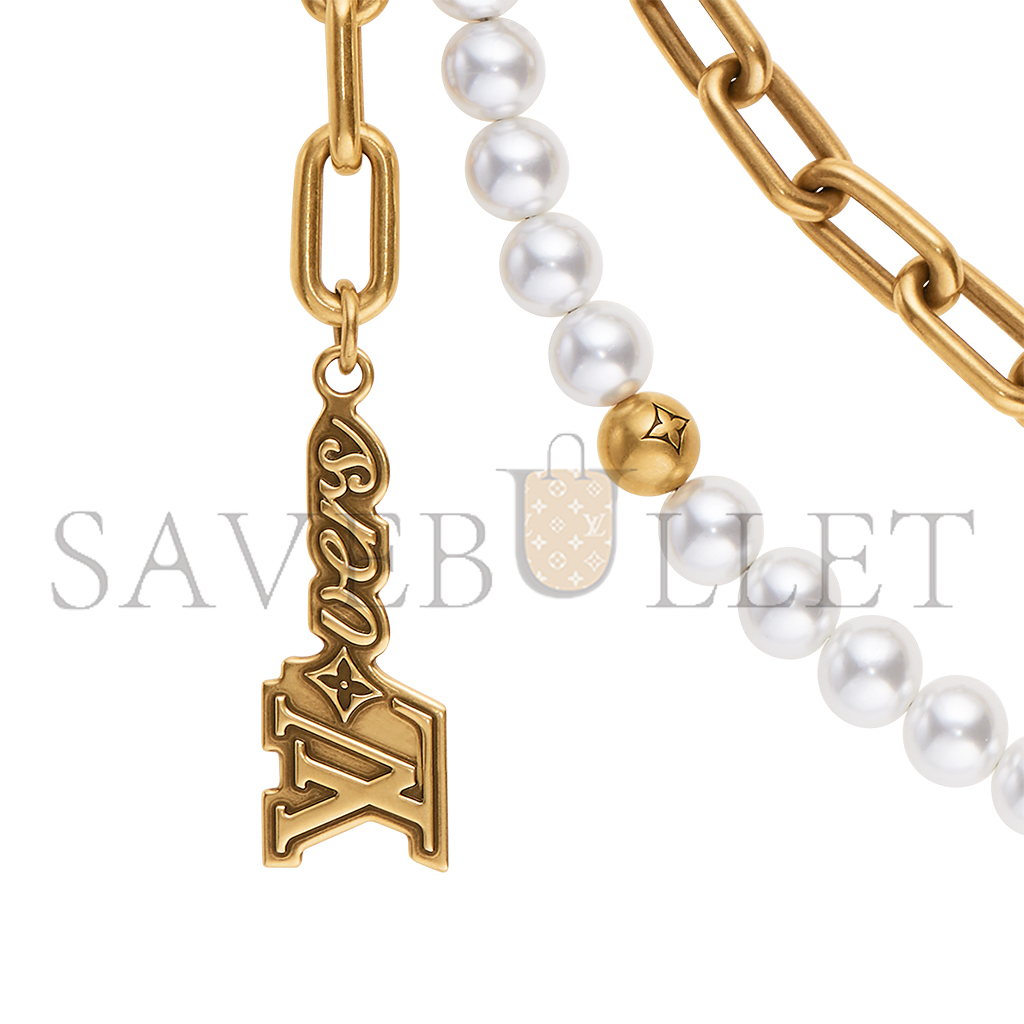 LOUIS VUITTON CHAIN BELT PEARLS BAG CHARM M01689